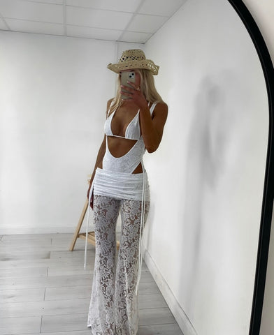 SHEER LACE FOLD OVER TROUSER