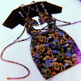 THE WRAP KINI MINI DRESS - BLACK DRAGON (custom colours available)